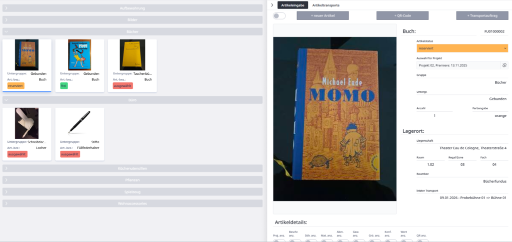 Kartenansicht mit Einzelanwahl