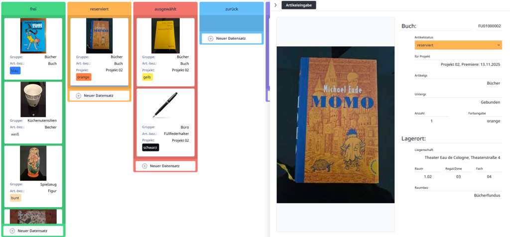 Kanbanansicht für Gäste (nur ausgew. Projekt)