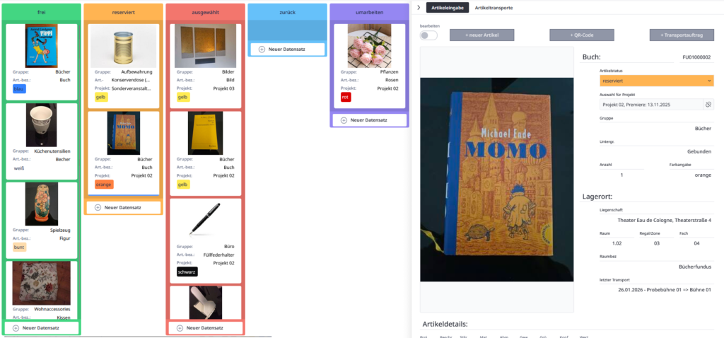 Kanbanansicht für Mitarbeiter