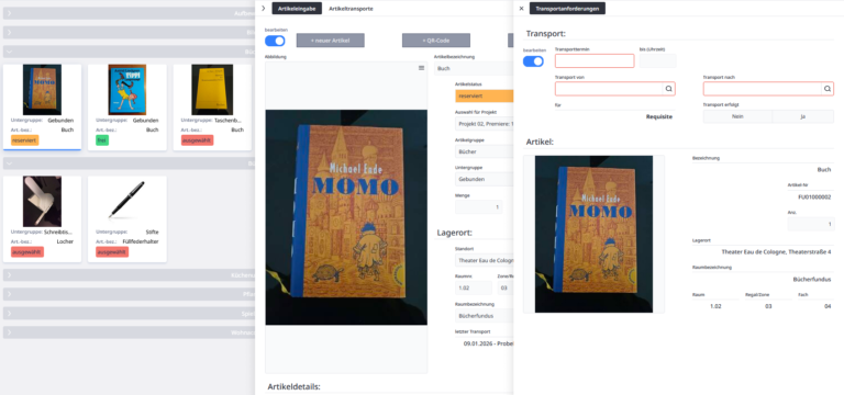 Transportanforderung aus der Artikelanwahl