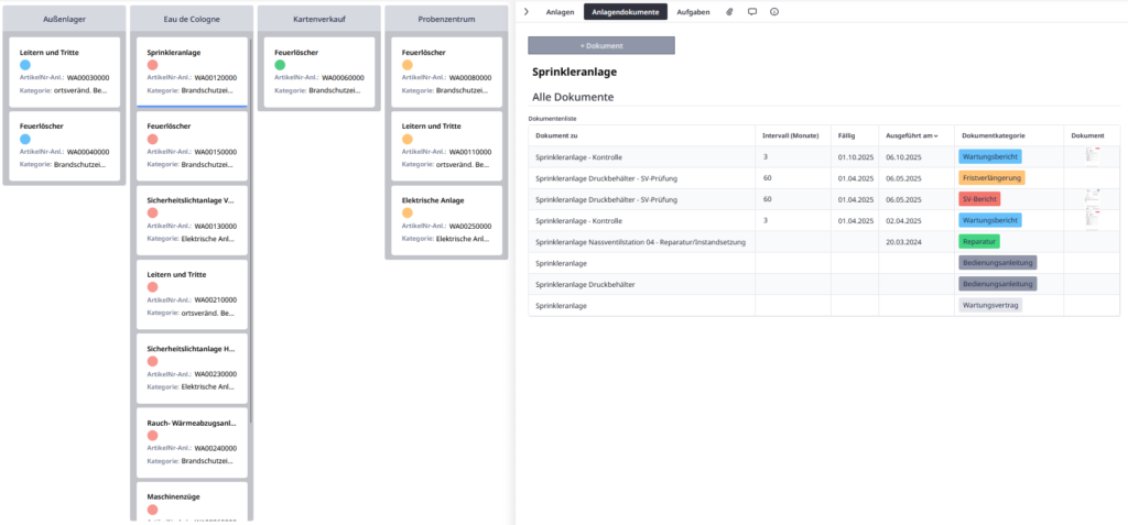Dokumentenablage für Anlagen